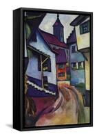 Street with a Church In Kinder-Auguste Macke-Framed Stretched Canvas