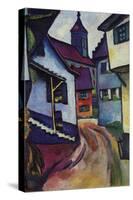 Street with a Church In Kinder-Auguste Macke-Stretched Canvas