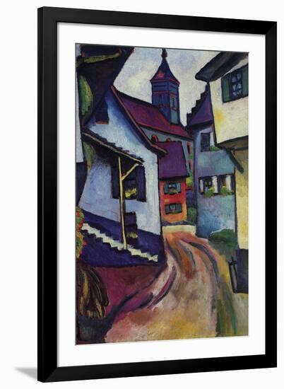 Street with a Church In Kinder-Auguste Macke-Framed Art Print