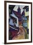 Street with a Church in Kinder-Auguste Macke-Framed Art Print