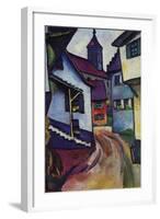 Street with a Church in Kinder-Auguste Macke-Framed Art Print