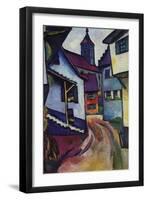 Street with a Church in Kinder-Auguste Macke-Framed Art Print