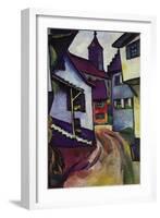 Street with a Church In Kinder-Auguste Macke-Framed Art Print