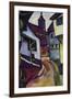 Street with a Church In Kinder-Auguste Macke-Framed Art Print