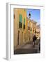Street with Cyclist, Old Town, Bouzigues, Thau Basin, Herault, Languedoc, France, Europe-Guy Thouvenin-Framed Photographic Print