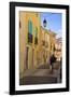 Street with Cyclist, Old Town, Bouzigues, Thau Basin, Herault, Languedoc, France, Europe-Guy Thouvenin-Framed Photographic Print