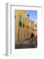 Street with Cyclist, Old Town, Bouzigues, Thau Basin, Herault, Languedoc, France, Europe-Guy Thouvenin-Framed Photographic Print