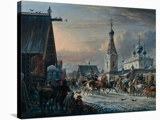 Street with Mail Coaches, 1829-Alexander Osipovich Orlowski-Stretched Canvas