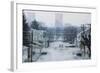 Street with Nuclear Cooling Towers in Background-null-Framed Photographic Print