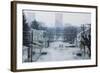 Street with Nuclear Cooling Towers in Background-null-Framed Photographic Print