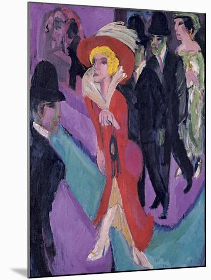 Street with Red Streetwalker, 1914-1925-Ernst Ludwig Kirchner-Mounted Giclee Print