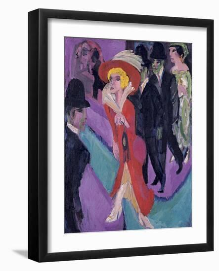 Street with Red Streetwalker, 1914-1925-Ernst Ludwig Kirchner-Framed Giclee Print