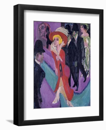 Street with Red Streetwalker, 1914-1925-Ernst Ludwig Kirchner-Framed Premium Giclee Print