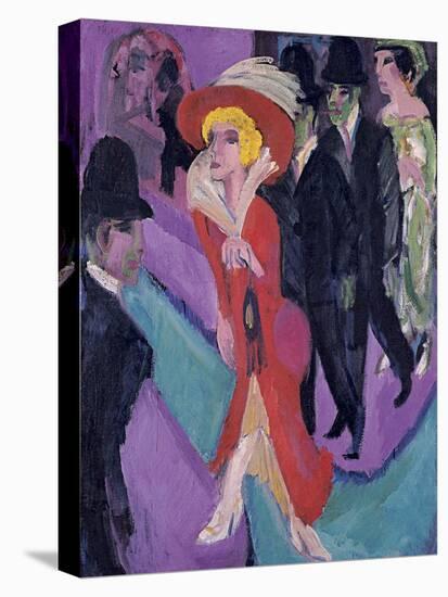 Street with Red Streetwalker, 1914-1925-Ernst Ludwig Kirchner-Stretched Canvas