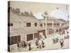 Street with Shops in Yedo, Near Edo, 1876, Japanese Civilization, Meiji Period, 1868-1912-null-Stretched Canvas