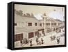 Street with Shops in Yedo, Near Edo, 1876, Japanese Civilization, Meiji Period, 1868-1912-null-Framed Stretched Canvas