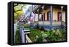 Street with Victorian Style Houses w Cape May, New Jersey-George Oze-Framed Stretched Canvas