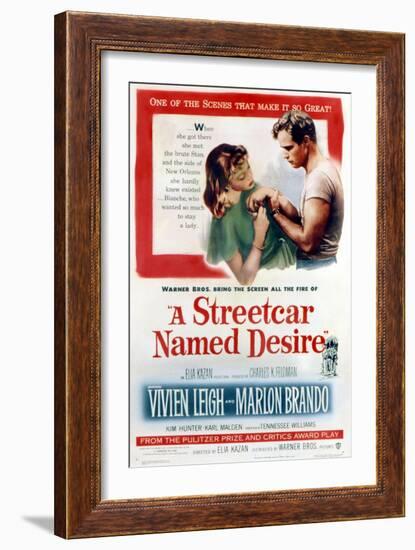 Streetcar Named Desire, Vivien Leigh, Marlon Brando, 1951-null-Framed Art Print