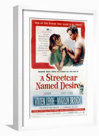 Streetcar Named Desire, Vivien Leigh, Marlon Brando, 1951-null-Framed Art Print