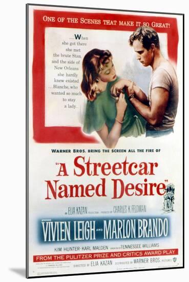 Streetcar Named Desire, Vivien Leigh, Marlon Brando, 1951-null-Mounted Art Print