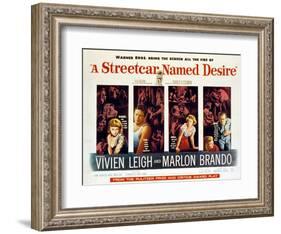 Streetcar Named Desire, Vivien Leigh, Marlon Brando, Kim Hunter, Karl Malden, 1951-null-Framed Art Print