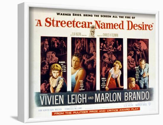 Streetcar Named Desire, Vivien Leigh, Marlon Brando, Kim Hunter, Karl Malden, 1951-null-Framed Art Print