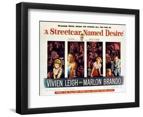 Streetcar Named Desire, Vivien Leigh, Marlon Brando, Kim Hunter, Karl Malden, 1951-null-Framed Art Print