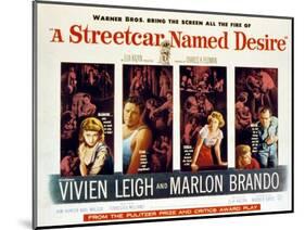 Streetcar Named Desire, Vivien Leigh, Marlon Brando, Kim Hunter, Karl Malden, 1951-null-Mounted Art Print