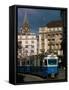 Streetcar, Zurich, Switzerland-Walter Bibikow-Framed Stretched Canvas