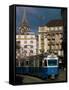 Streetcar, Zurich, Switzerland-Walter Bibikow-Framed Stretched Canvas