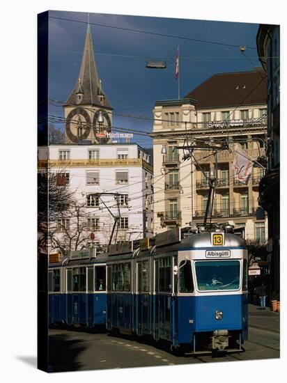 Streetcar, Zurich, Switzerland-Walter Bibikow-Stretched Canvas