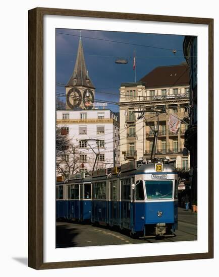 Streetcar, Zurich, Switzerland-Walter Bibikow-Framed Premium Photographic Print