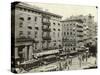 Streetcars outside the Astor House Hotel-W.J. Roege-Stretched Canvas