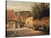Streetcorner in the Village-Camille Pissarro-Stretched Canvas