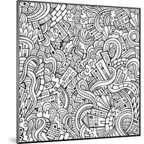 Streets And Houses Coloring Art-null-Mounted Coloring Poster