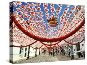 Streets Decorated with Paper Flowers. People Festivities (Festas Do Povo). Campo Maior, Portugal-Mauricio Abreu-Stretched Canvas