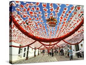 Streets Decorated with Paper Flowers. People Festivities (Festas Do Povo). Campo Maior, Portugal-Mauricio Abreu-Stretched Canvas