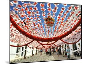 Streets Decorated with Paper Flowers. People Festivities (Festas Do Povo). Campo Maior, Portugal-Mauricio Abreu-Mounted Photographic Print