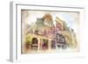 Streets of Old Amsterdam Made in Artistic Watercolor Style-Timofeeva Maria-Framed Premium Giclee Print