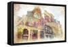 Streets of Old Amsterdam Made in Artistic Watercolor Style-Timofeeva Maria-Framed Stretched Canvas