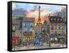 Streets of Paris-Dominic Davison-Framed Stretched Canvas