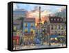 Streets of Paris-Dominic Davison-Framed Stretched Canvas