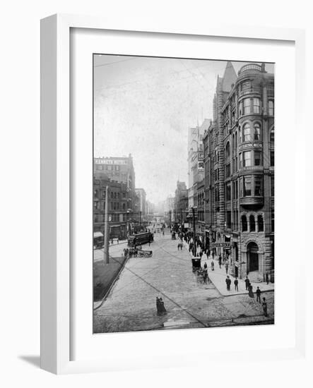 Streetscene, Seattle, Circa 1900-Asahel Curtis-Framed Giclee Print