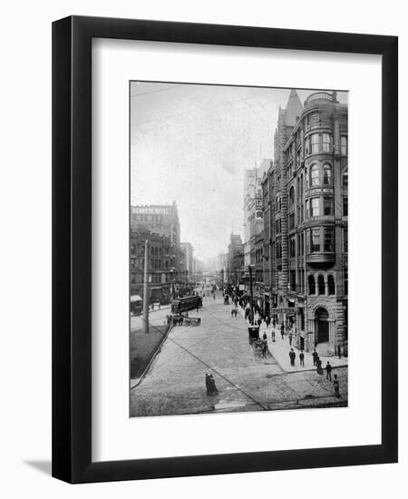 Streetscene, Seattle, Circa 1900-Asahel Curtis-Framed Premium Giclee Print