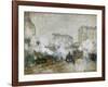 Streetside of the Gare St. Lazare, Seen Towards the Tunnel of Batignolles, 1877-Claude Monet-Framed Giclee Print