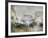 Streetside of the Gare St. Lazare, Seen Towards the Tunnel of Batignolles, 1877-Claude Monet-Framed Giclee Print