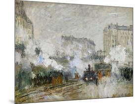 Streetside of the Gare St. Lazare, Seen Towards the Tunnel of Batignolles, 1877-Claude Monet-Mounted Giclee Print