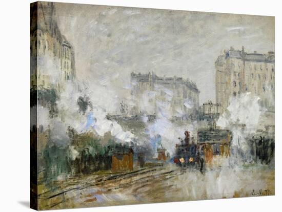 Streetside of the Gare St. Lazare, Seen Towards the Tunnel of Batignolles, 1877-Claude Monet-Stretched Canvas