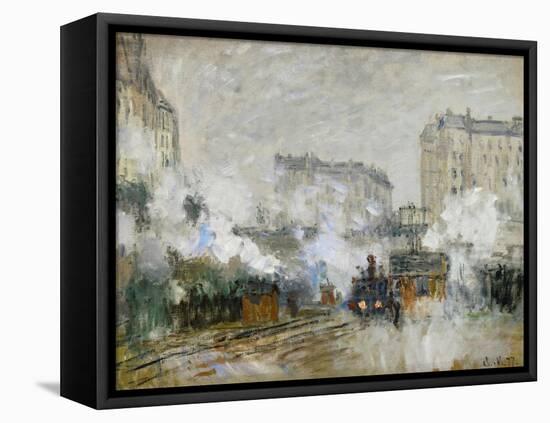 Streetside of the Gare St. Lazare, Seen Towards the Tunnel of Batignolles, 1877-Claude Monet-Framed Stretched Canvas