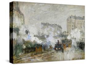 Streetside of the Gare St. Lazare, Seen Towards the Tunnel of Batignolles, 1877-Claude Monet-Stretched Canvas